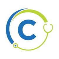 Letter C Healthcare Symbol Medical Logo  Template. Doctors Logo with Stethoscope Sign vector