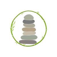 Rock Balance and Circle Bamboo Logo vector