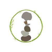 Rock Balance and Circle Bamboo Logo vector