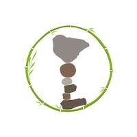 Rock Balance and Circle Bamboo Logo vector