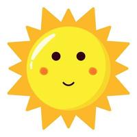 sol sonrisa cara icono kawaii clipart vector ilustración pegatina