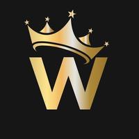 Letter W Crown Logo for Beauty, Fashion, Star, Elegant, Luxury Sign vector