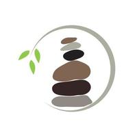 Rock Balance with leaf logo vector