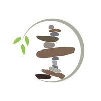 equilibrio de roca con logo de hoja vector