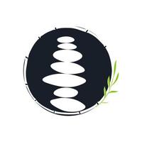 equilibrio de roca y logotipo de bambú circular vector