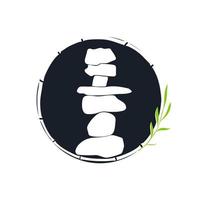 Rock Balance and Circle Bamboo Logo vector