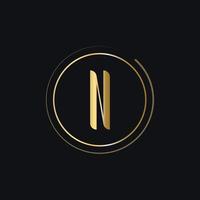 Initial N Letter Logo With Gold Color Luxury Concept vector