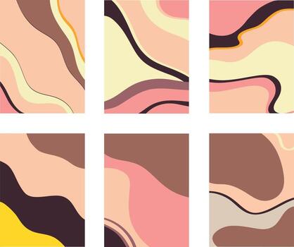 Set of images with colorful chaotic patterns vector
