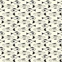 Pattern of Freaky quirky fishes in modern doodle style. vector