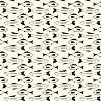 Pattern of Freaky quirky fishes in modern doodle style. vector