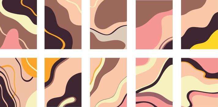 Set of images with colorful chaotic patterns vector