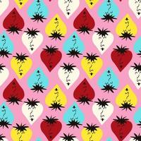 Valentines Day pattern with ugly funky hearts. Groovy cute love characters vector