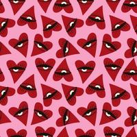 Valentines Day pattern with ugly funky hearts. Groovy cute love characters. illustration in doodle style vector