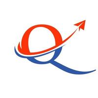 logotipo de viaje en la plantilla de vector de letra q