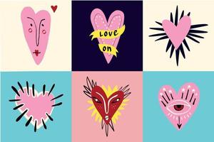 una tarjeta con corazones para el día de san valentín. maravillosos personajes de amor lindos. vector