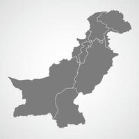 Mapa de pakistán con color de tono gris sobre fondo aislado vector