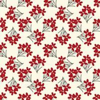 bizarre red flowers seamless pattern in doodle style vector