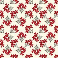 bizarre red flowers seamless pattern in doodle style vector