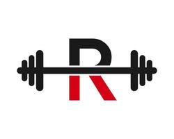logotipo de gimnasio de fitness en el signo de la letra r vector