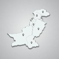 Pakistan 3D map illustration with map pin on isolated background vector