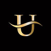 Letter U Logo Golden Luxurious Symbol Monogram Design vector