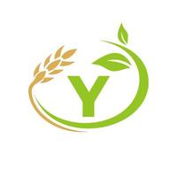 letra y logotipo de agricultura y diseño de símbolo de logotipo de agricultura vector