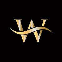 diseño de monograma de símbolo de lujo dorado con logotipo de letra w vector