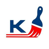 concepto de logotipo de pintura de letra k con símbolo de pincel vector
