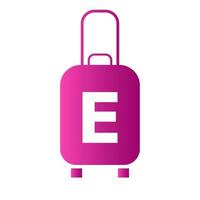 logotipo de viaje de la letra e. bolsa de viaje avión de vacaciones con bolsa tour y vector de logotipo de empresa de turismo
