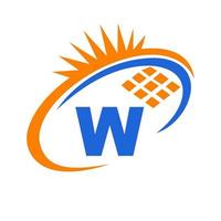 Letter W Solar Panel Energy Logo Design vector