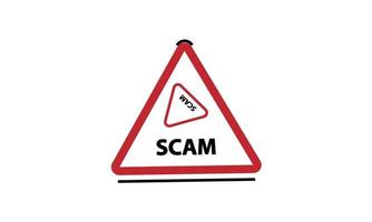warning scam alert sign on white background