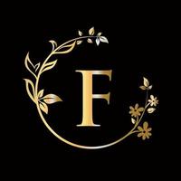 Letter F Beauty flower logo decorative, flower, beauty, spa vector template