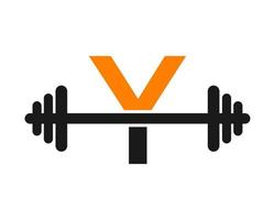 Fitness Gym Logo On Letter Y Sign vector