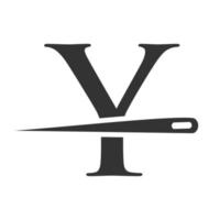 Initial Letter Y Tailor Logo, Needle and Thread Combination for Embroider, Textile, Fashion, Cloth, Fabric Template vector