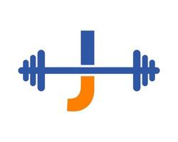 Fitness Gym Logo On Letter J Sign vector