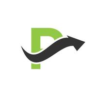 Letter P Financial Logo Concept With Financial Growth Arrow Symbol vector