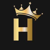 logotipo de la corona de la letra h para belleza, moda, estrella, elegante, signo de lujo vector