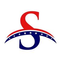 logotipo americano de la letra inicial s. logo americano de estados unidos vector