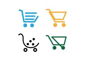 Shopping cart line icon design template isolated vector
