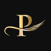 Letter P Logo Design Template Concept With Fashion Wing Concept vector