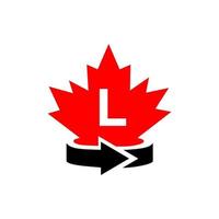 Letter L Canadian Maple Logo Design Template. Red Maple Canadian Logotype vector