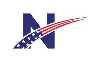 Initial Letter N American Logo. USA American Logo vector