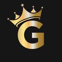 logotipo de la corona de la letra g para belleza, moda, estrella, elegante, signo de lujo vector