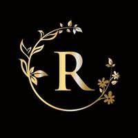 letra r belleza flor logo decorativo, flor, belleza, spa vector plantilla