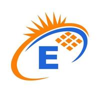 Letter E Solar Panel Energy Logo Design vector