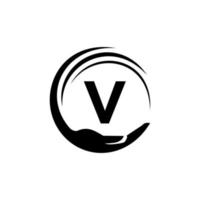 Letter V Charity Logo. Unity Team Work Logo Sign vector