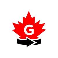 Letter G Canadian Maple Logo Design Template. Red Maple Canadian Logotype vector