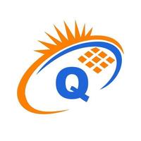 Letter Q Solar Panel Energy Logo Design vector