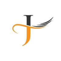 Letter J Wing Logo Design Template Concept With Fashion Wing Concept vector