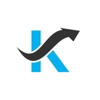 concepto de logotipo financiero letra k con símbolo de flecha de crecimiento financiero vector